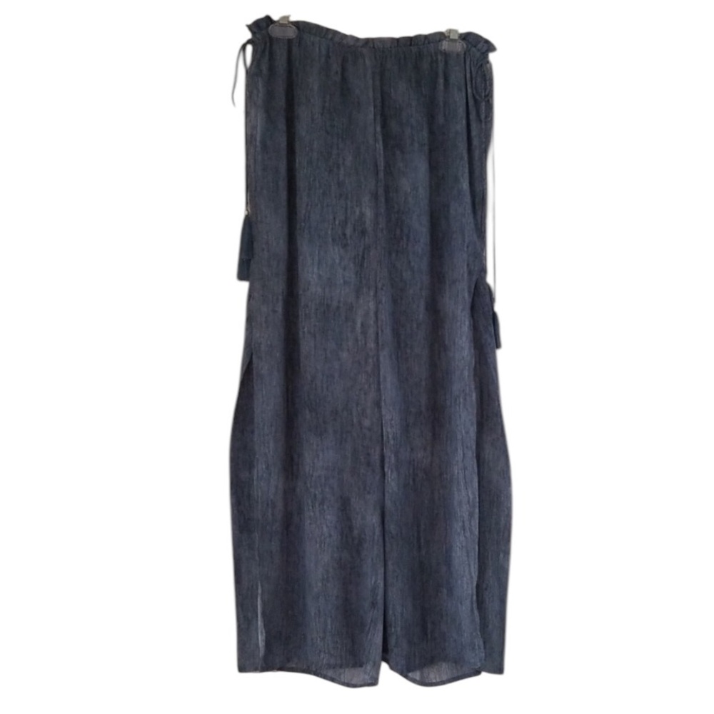 Moon River size large blue wide leg high slit pants lined with shorts